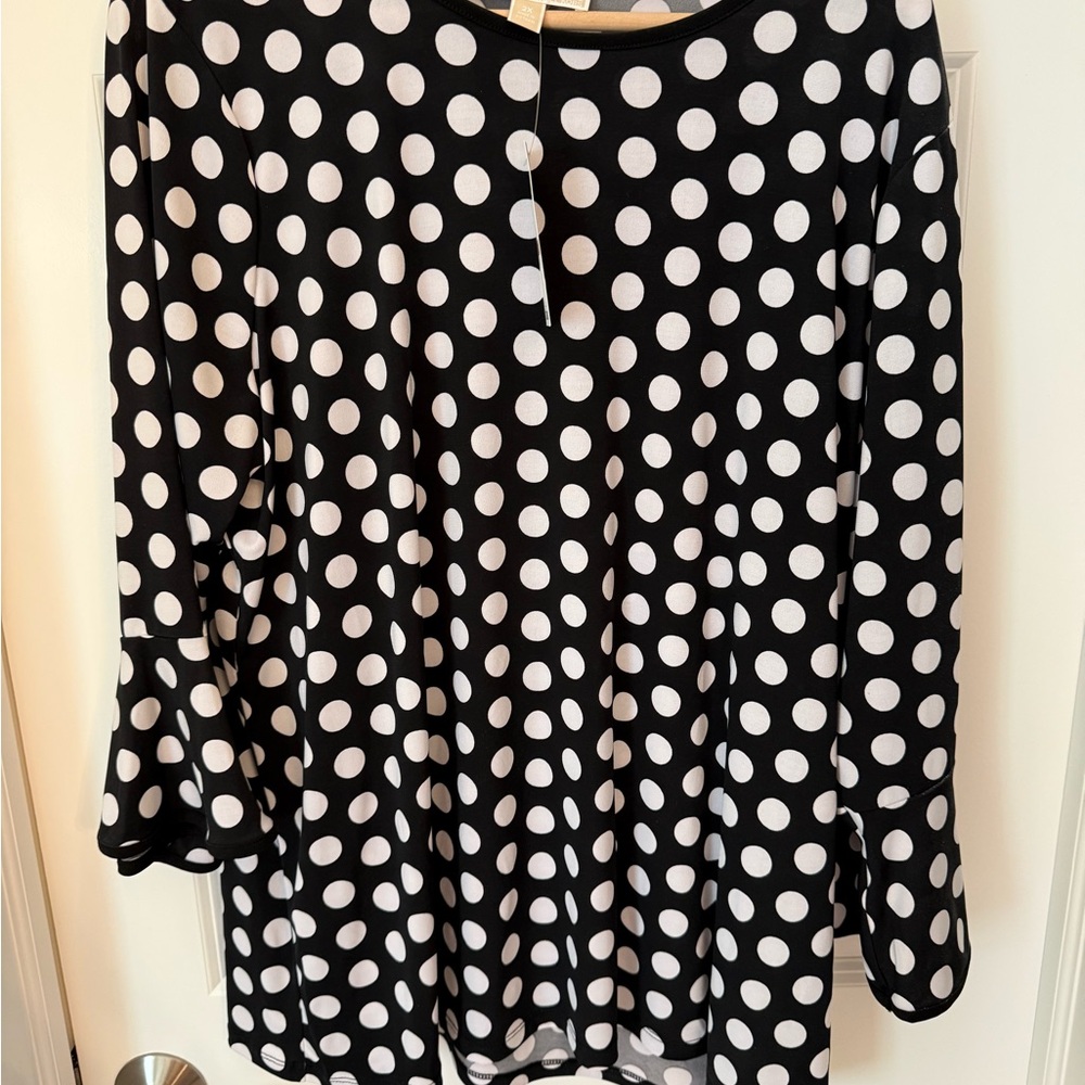 Michael Kors Black and White Polka Dot Blouse